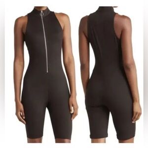 NWT Nicholas Paola Ribbed Sleeveless Jumpsuit Zip Front Black Size Small